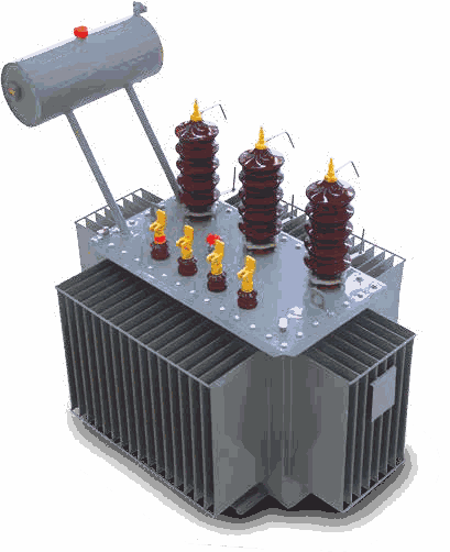 Actual LMZ oil immersed distribution transformer from official catalog, transparent background