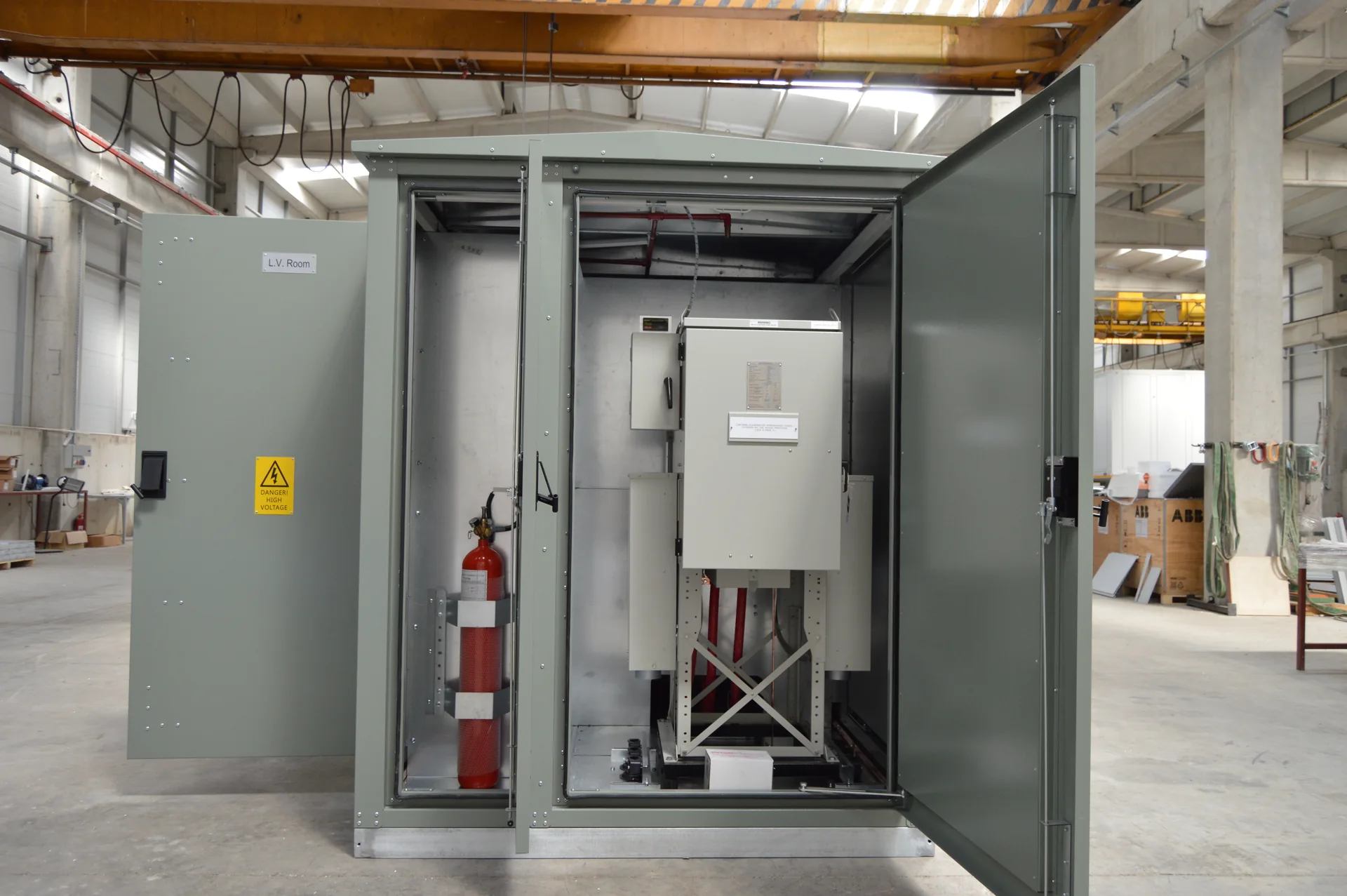 Electrical equipment compartments inside LMZ metal kiosk