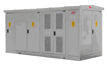 LMZ LSK sheet steel kiosk substation from official catalog, transparent product photo