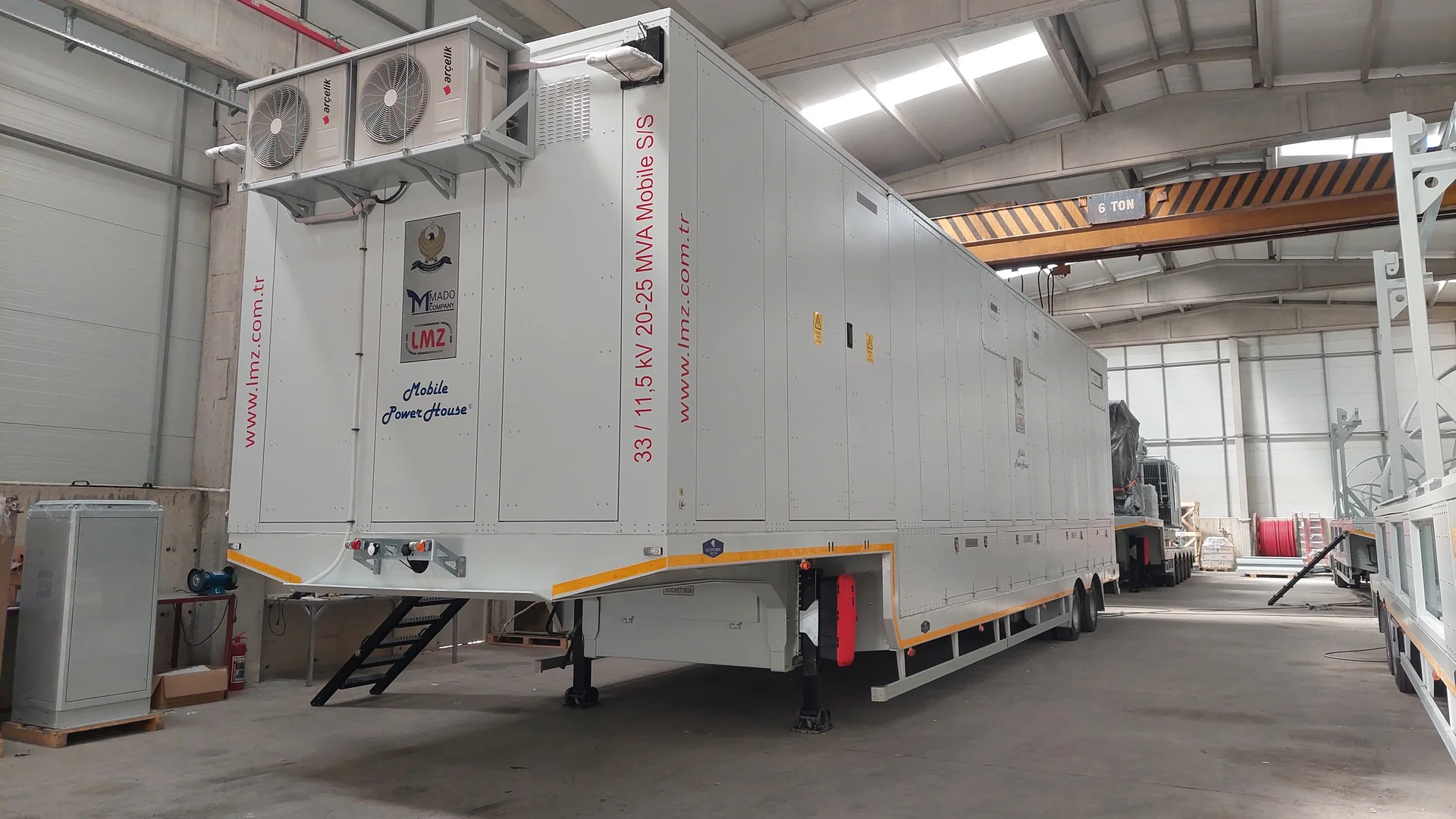 LMZ medium-voltage to medium-voltage substation enclosure on heavy-duty trailer